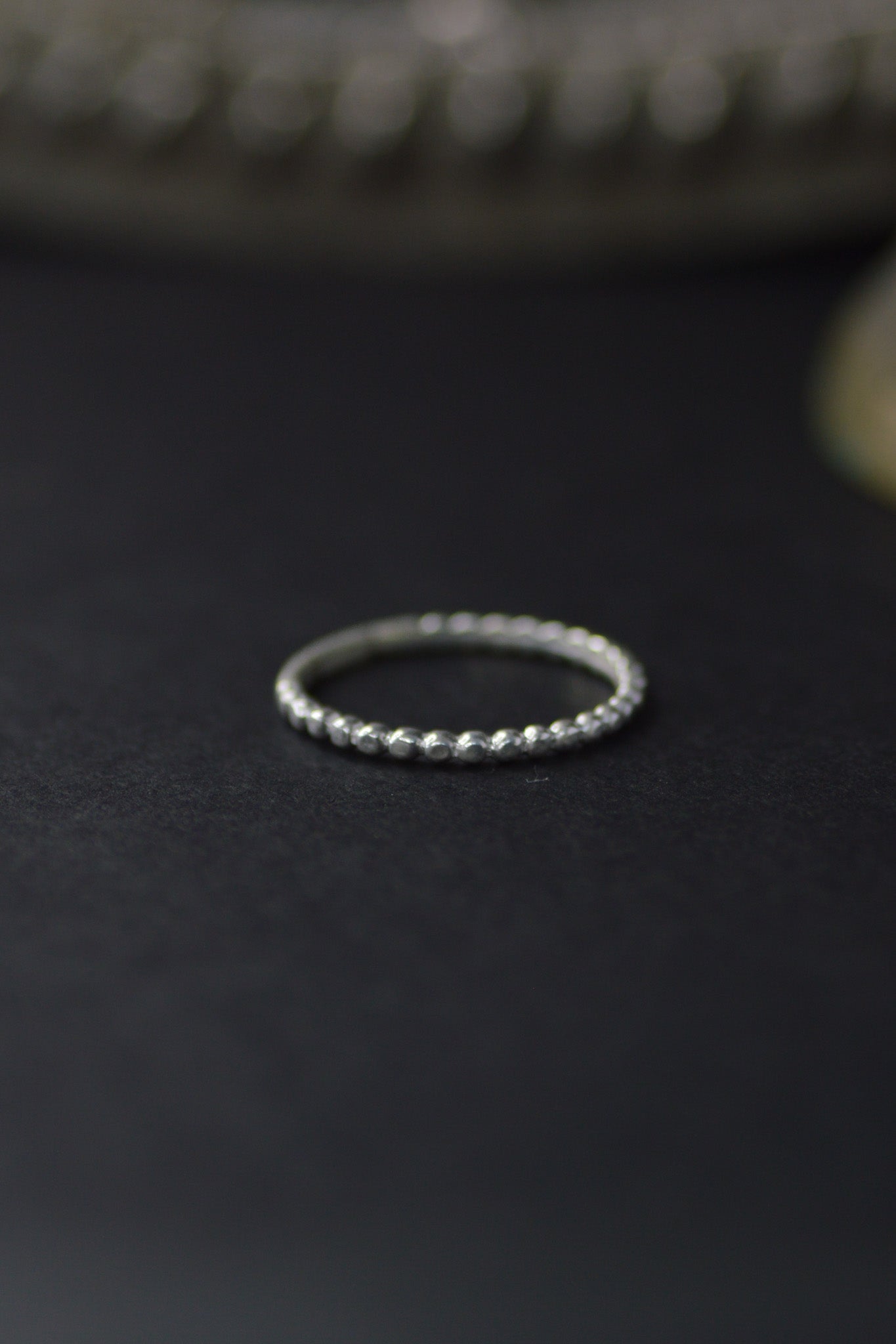 Beaded Stacker Silver Ring