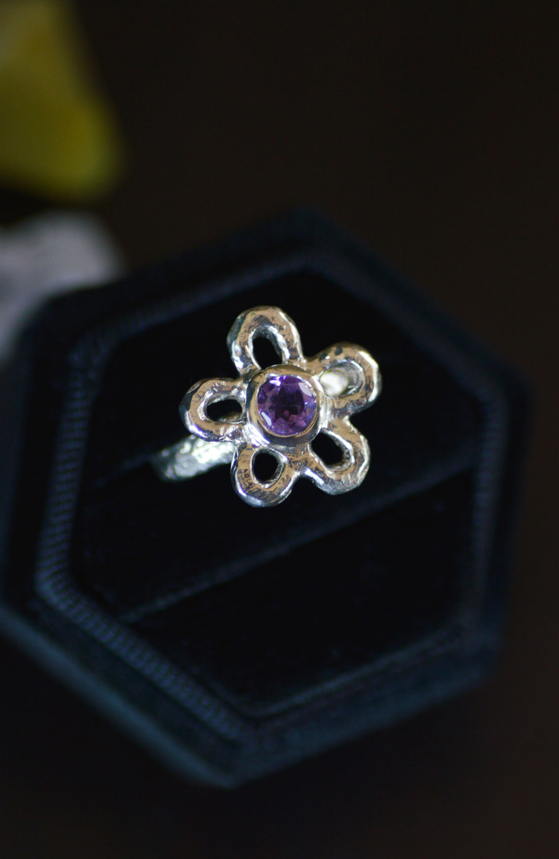 Mala Silver Ring - Amethyst