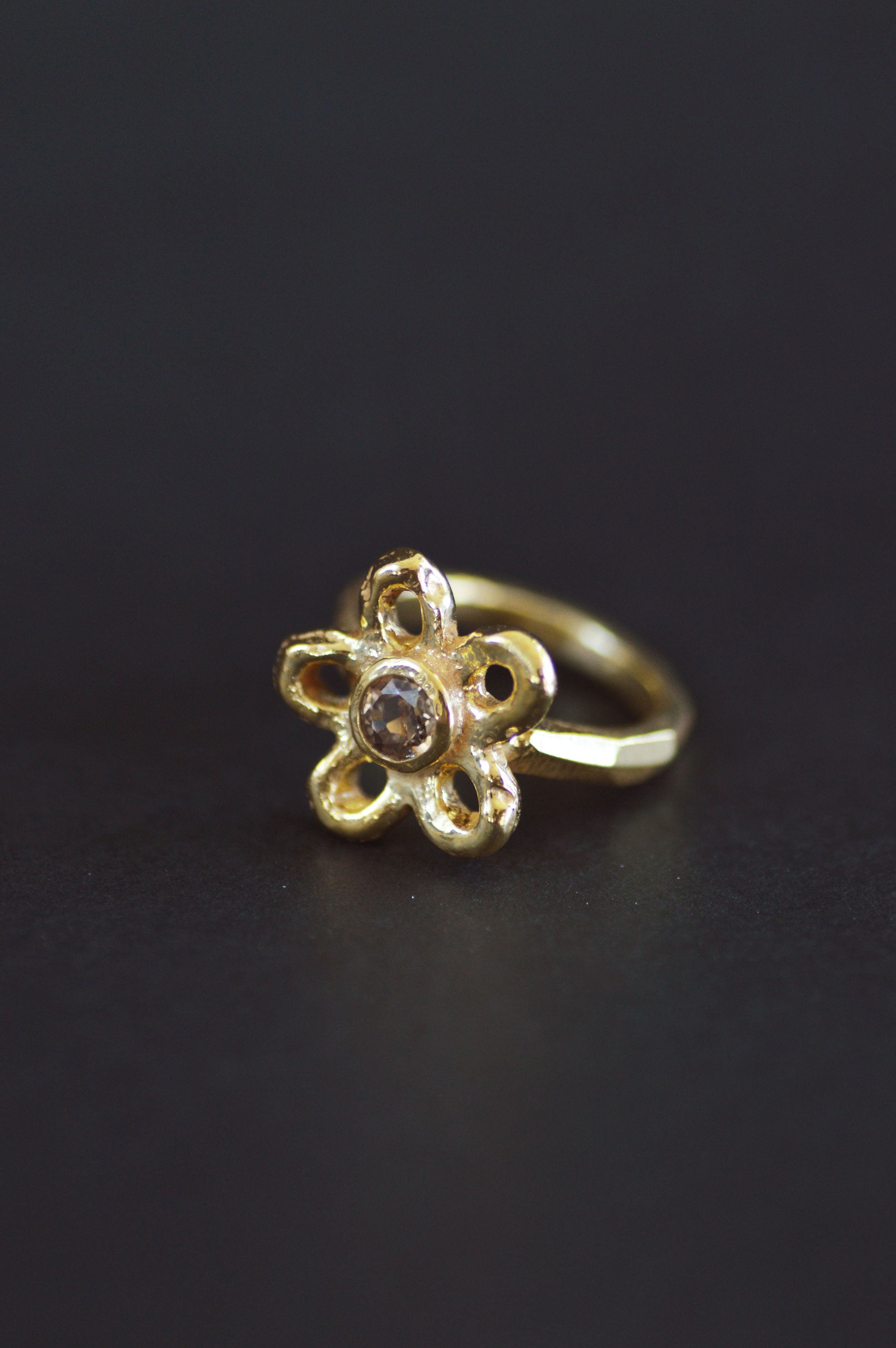 Mala Brass Ring - Smoky Quartz
