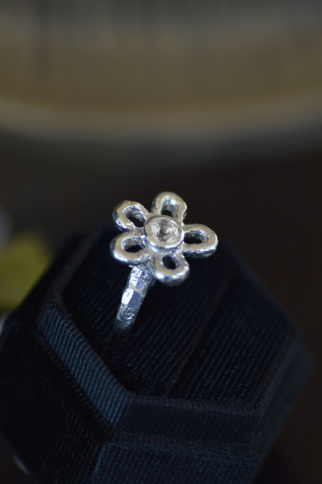 Mala Silver Ring - White Zircon