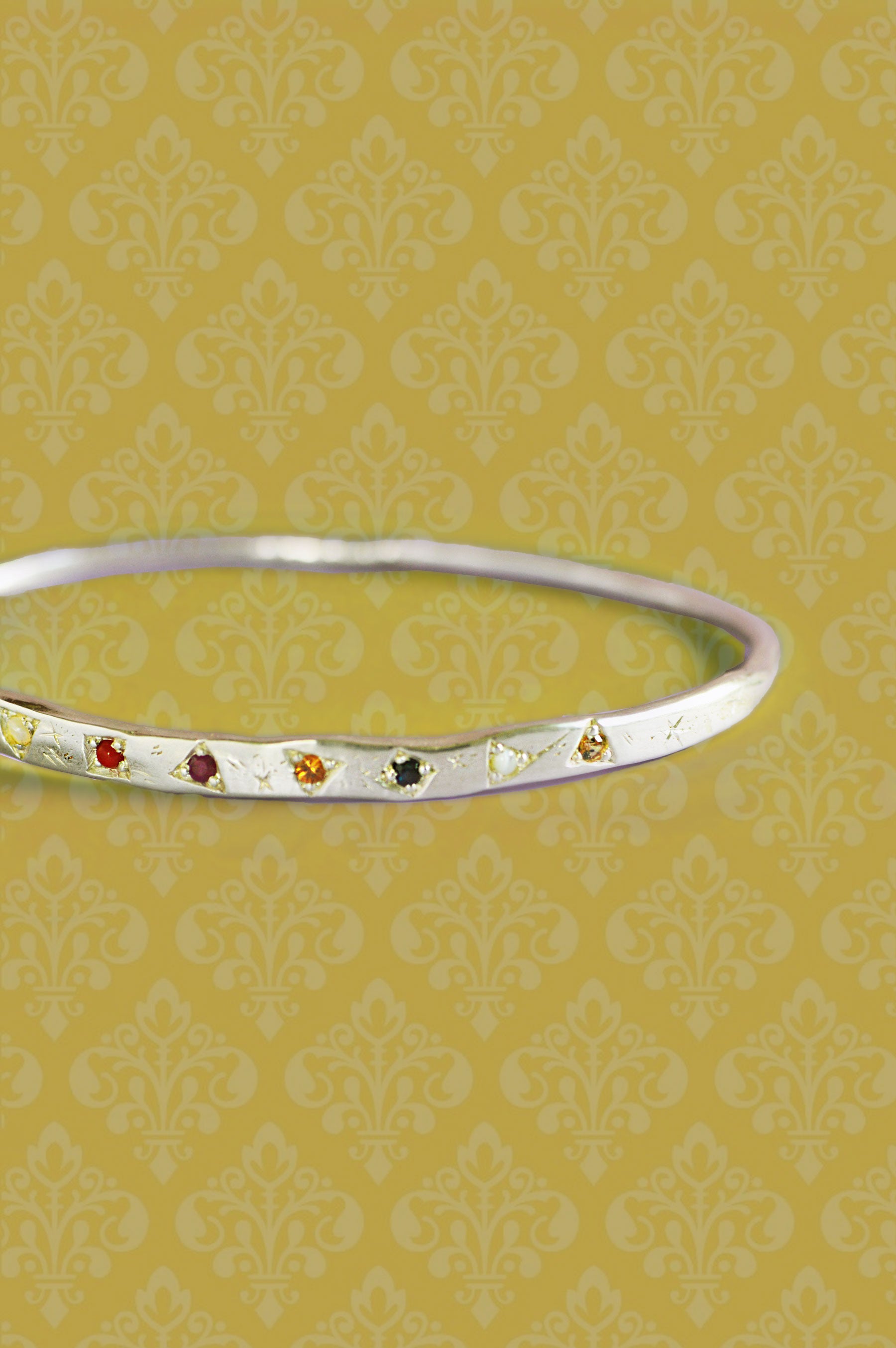Navaratna Silver Bangle