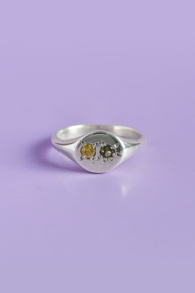 Pickles Sapphire Round Silver Signet 800-1