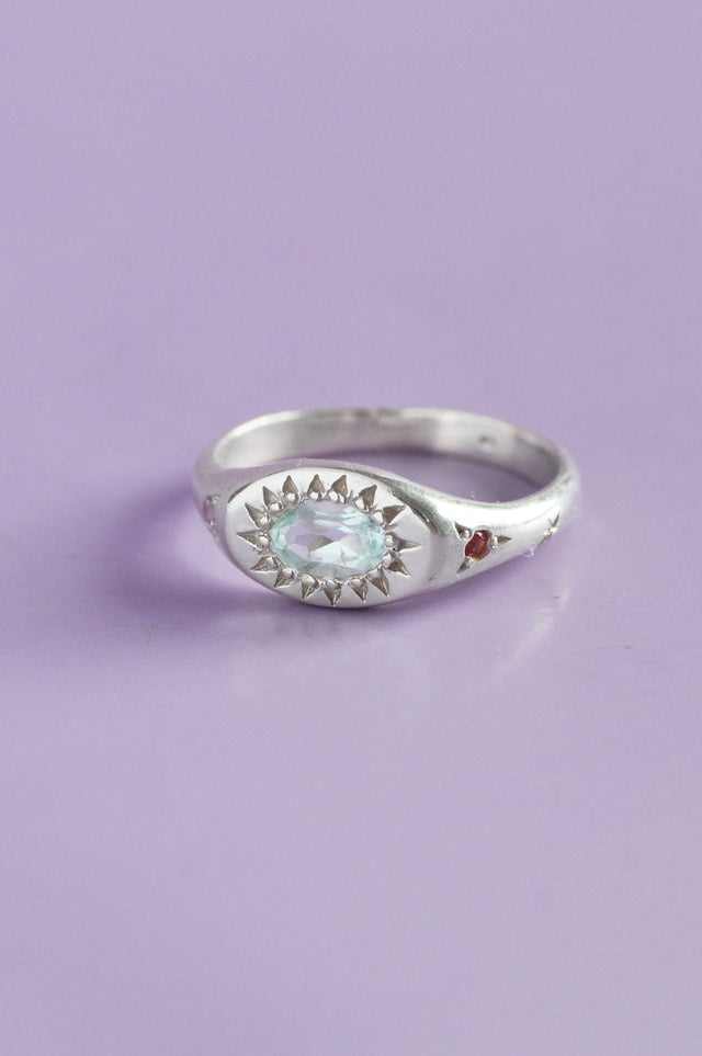 Penny Aquamarine Silver Ring
