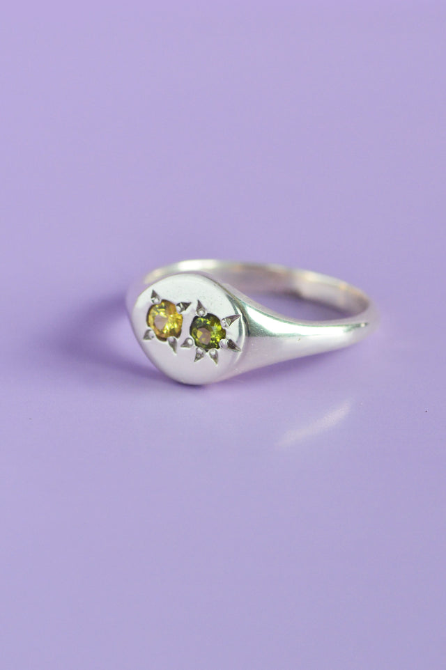 Pickles Sapphire Round Silver Signet 800-1