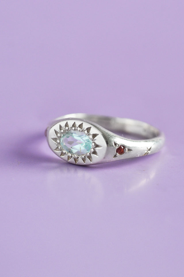 Penny Aquamarine Silver Ring
