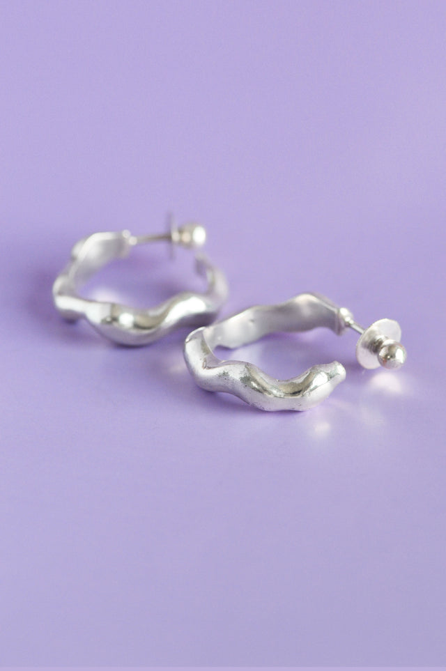 Liquid Silver Hoop Earrings