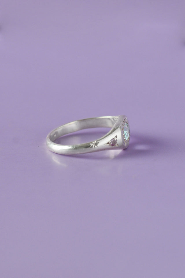 Penny Aquamarine Silver Ring