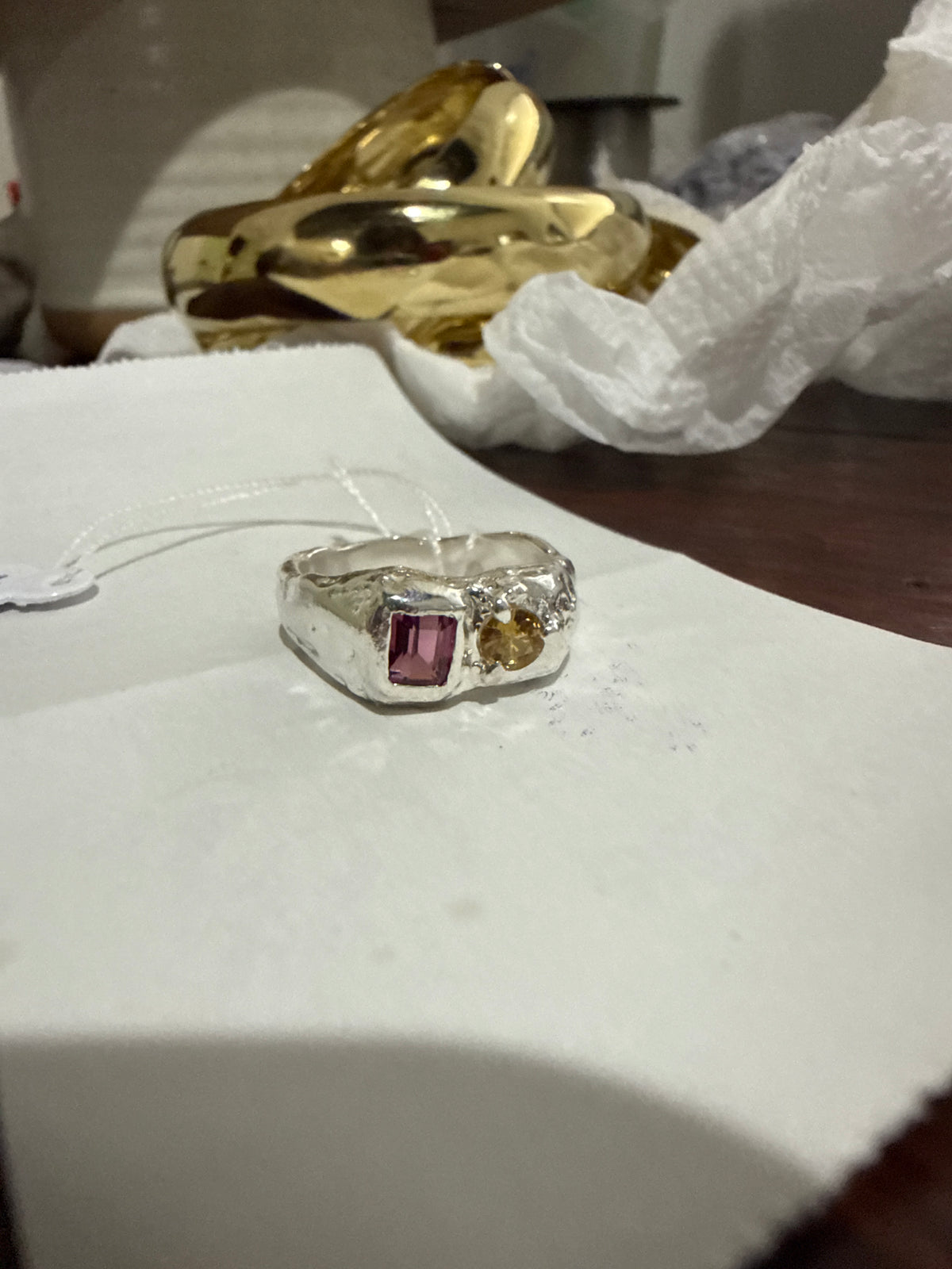 Duet Silver Ring | Yellow Sapphire & Red Garnet 2274-8