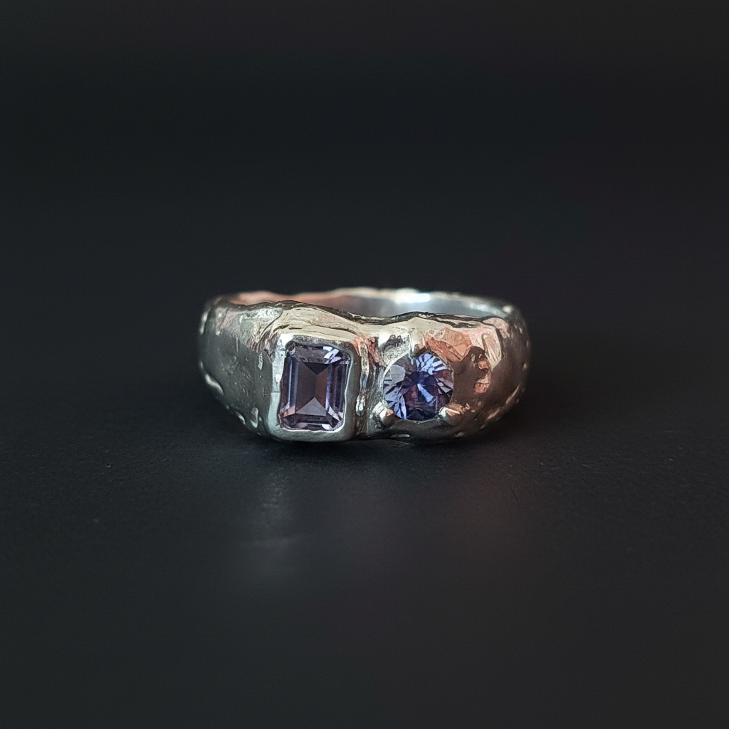 Duet Silver Ring | Purple & Blue Spinel 2222-10