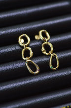 Nova Gem Chain Brass Earrings- Emerald & Sapphire 1509-1
