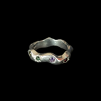 Liquid Gem Silver Band | Amethyst & White Sapphire 1587-8