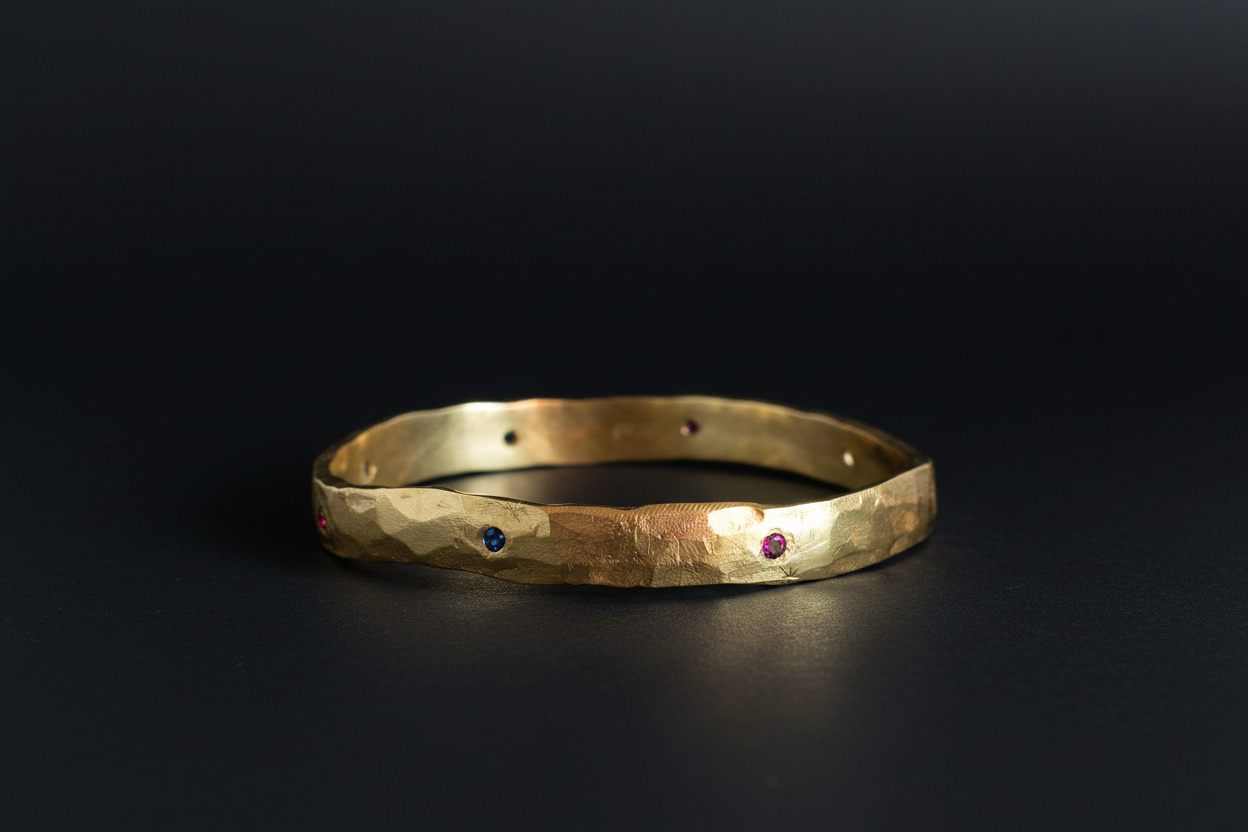 Pickle Brass Bangle | Amethyst, Emerald, Blue, Purple, Pink & Orange Sapphire 1782-1