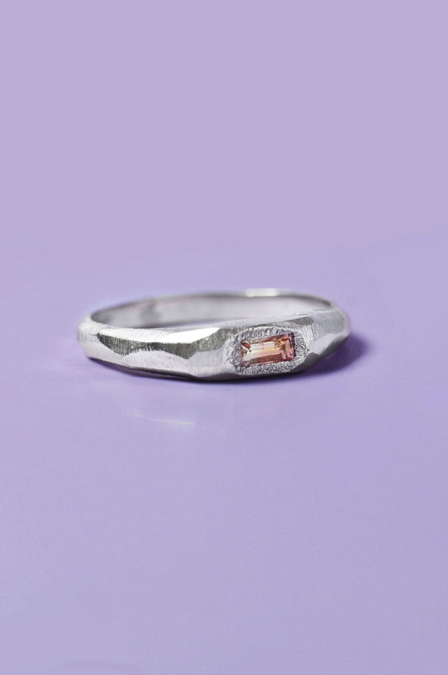 Cleo Peach Sapphire Silver Ring