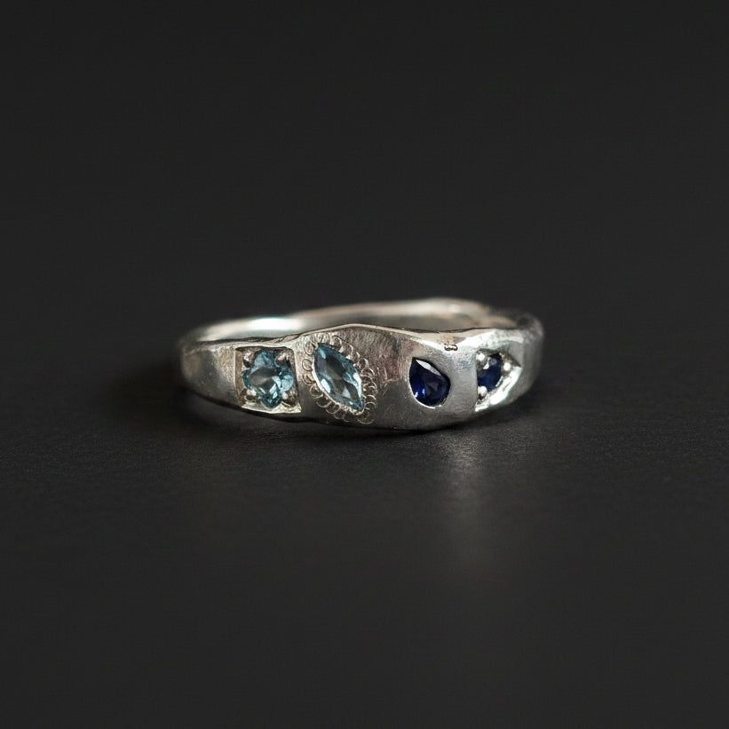 Dancer Silver Ring | Blue Topaz & Blue Sapphire 2104-10