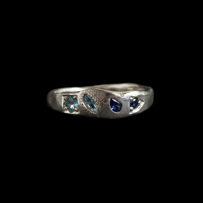 Dancer Silver Ring | Blue Topaz & Blue Sapphire 2104-10