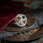 Palette silver Ring - Citrine, Blue Topaz, Pink Tourmaline & Green Tourmaline 1482-1