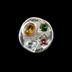 Palette silver Ring - Citrine, Blue Topaz, Pink Tourmaline & Green Tourmaline 1482-1