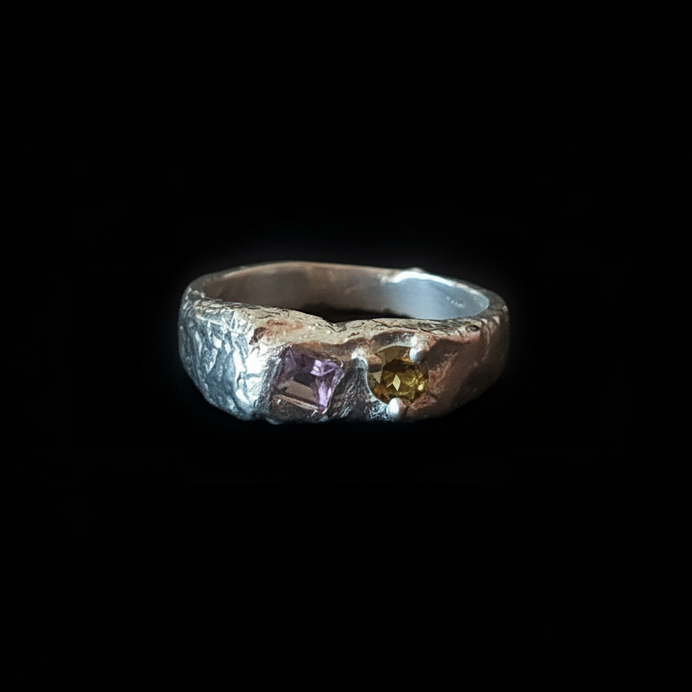 Duet Silver Ring | Yellow & Pink Spinel 1497-1