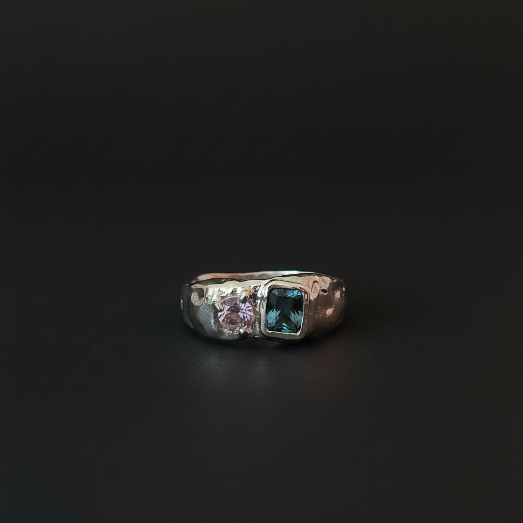 Duet Silver Ring | Purple & Blue Spinel 2222-1