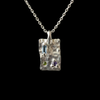 Talisman Ingot Silver Pendant | Blue Topaz, Green Tourmaline, Green & Purple Sapphire 1823-1