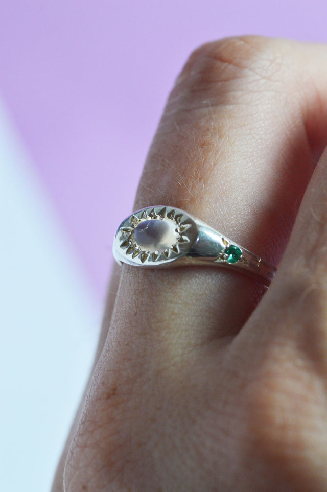 Penny Moonstone Silver Ring