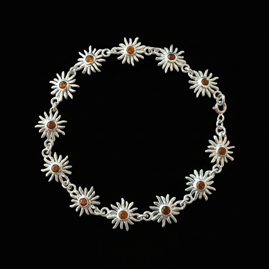 Sunflower Bracelet Silver | Garnet 2028-2