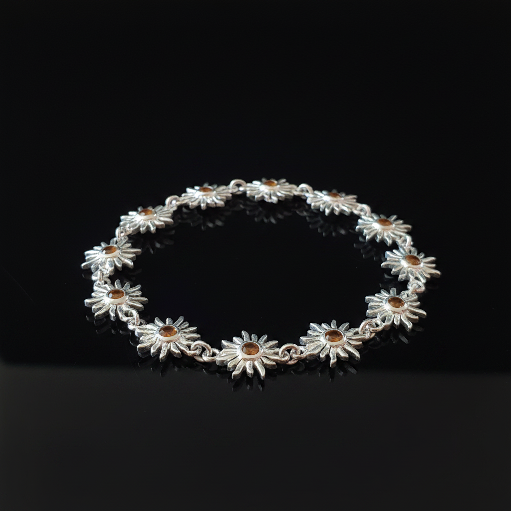 Sunflower Bracelet Silver | Garnet 2028-2