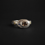 Poet Silver Ring | Brown Zircon & Sapphire 2249-4