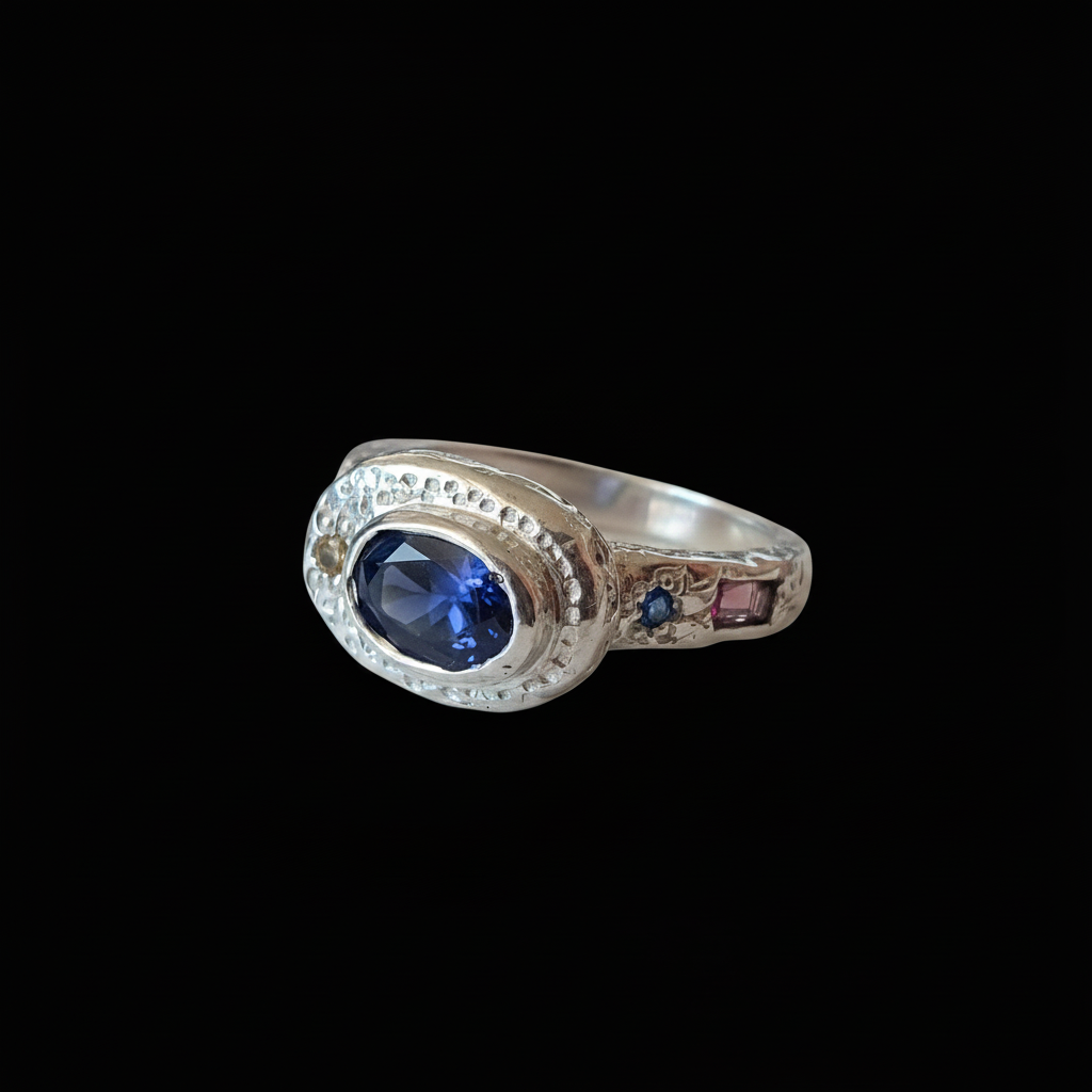 Poet Silver Ring | Iolite & Sapphire 2217-1