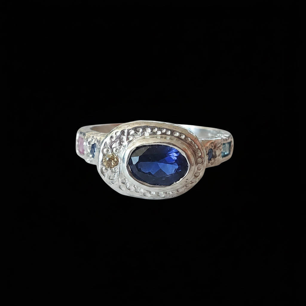 Poet Silver Ring | Iolite & Sapphire 2217-1