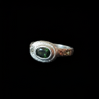 Poet Silver Ring | Green Zircon, Peridot, Orange & Green Sapphire 2217-3