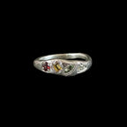 Dancer Silver Ring | Garnet, Aquamarine, Green & Yellow Sapphire 2223-1