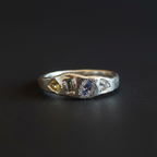 Dancer Silver Ring | Aquamarine, Blue, Green & Yellow Sapphire 2223-10