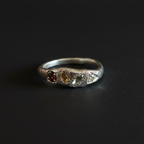 Dancer Silver Ring | Garnet, Aquamarine, Green & Yellow Sapphire 2223-1