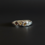 Dancer Silver Ring | Garnet, Aquamarine, Green & Yellow Sapphire 2223-5