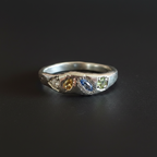 Dancer Silver Ring | Aquamarine, Blue, Green & Yellow Sapphire 2223-6