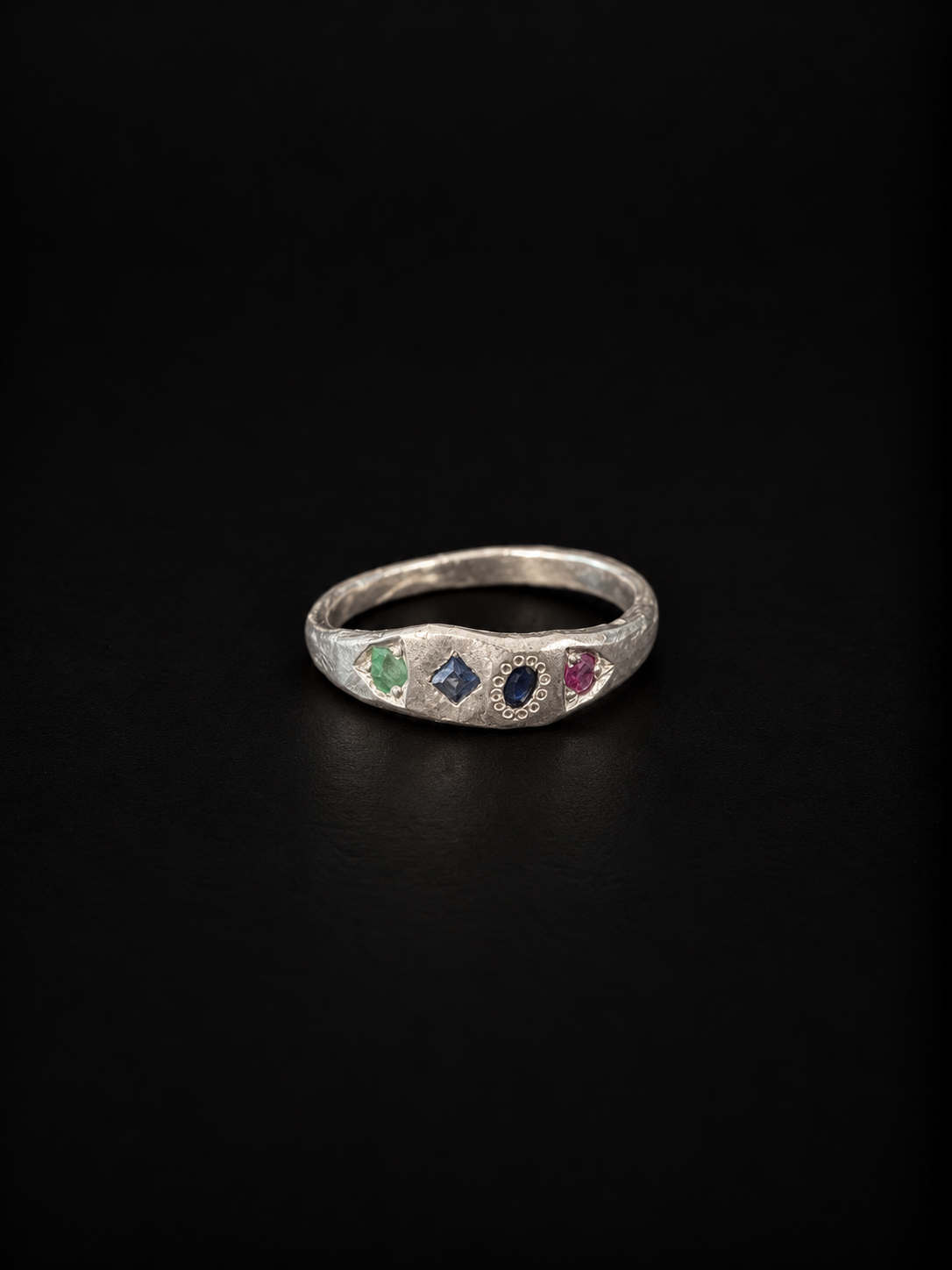 Dancer Ring - Ruby, Blue Sapphire, Blue Topaz, Emerald - 2264-6