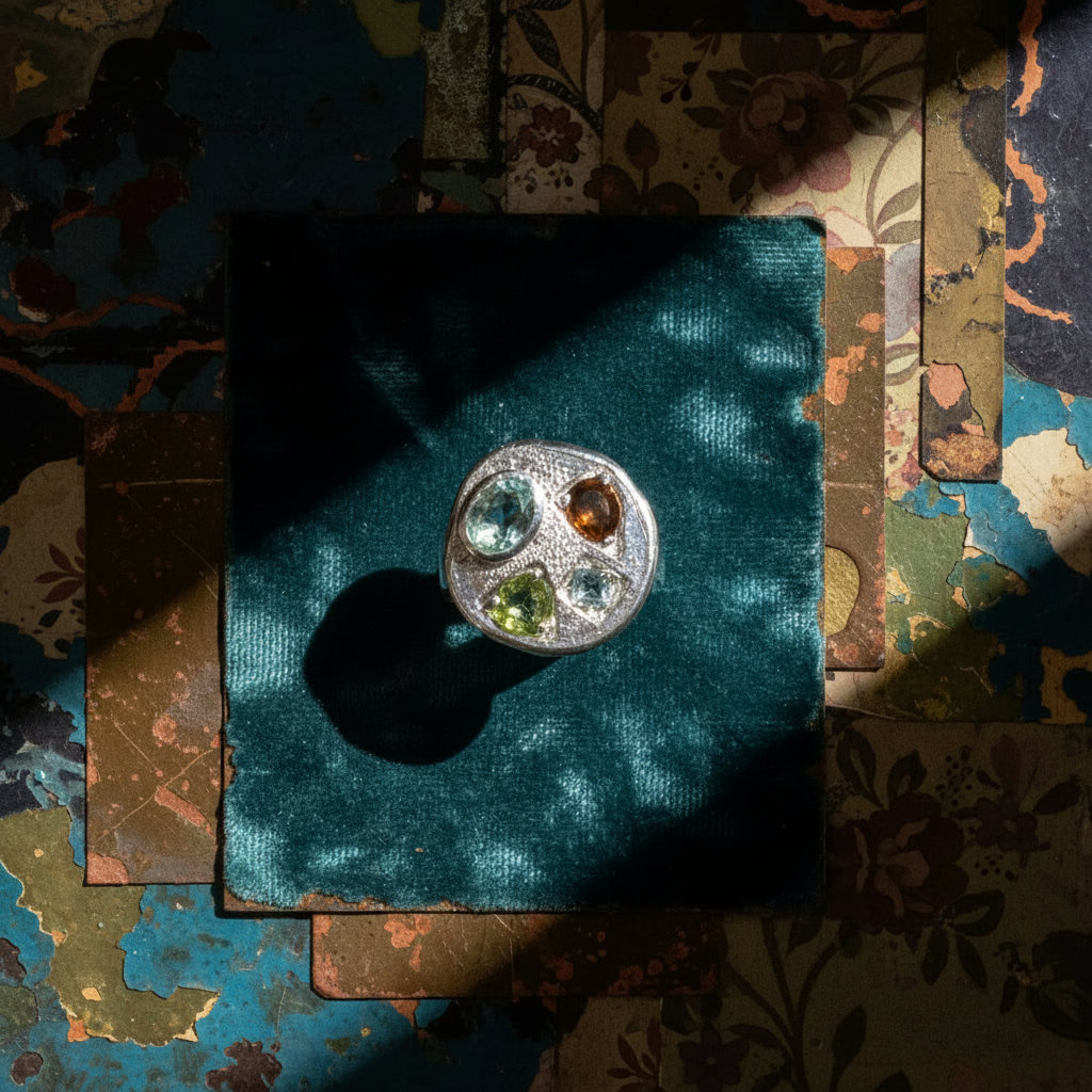 Palette Silver Ring | Blue Topaz, Peridot & Watermelon Tourmaline 1482-2