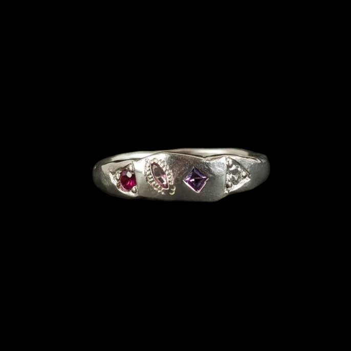 Dancer Silver Ring | Ruby, Amethyst, Blue & Pink Sapphire 2104-9