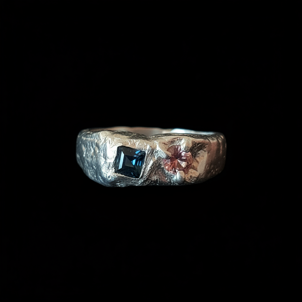 Duet Silver Ring | Pink & Green Spinel 1497-2