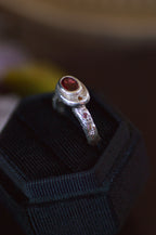 Poet Silver Ring - Garnet with Sapphire & Blue Topaz Accents 1080-6