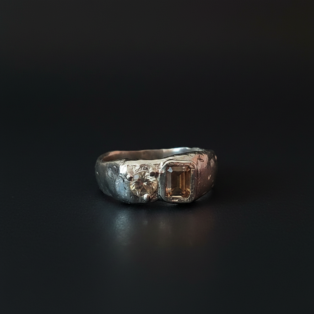 Duet Silver Ring | Brown Zircon & Lemon Topaz 2222-3