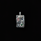 Talisman Ingot Silver Pendant | Garnet, Blue & Green Sapphire 1823-3