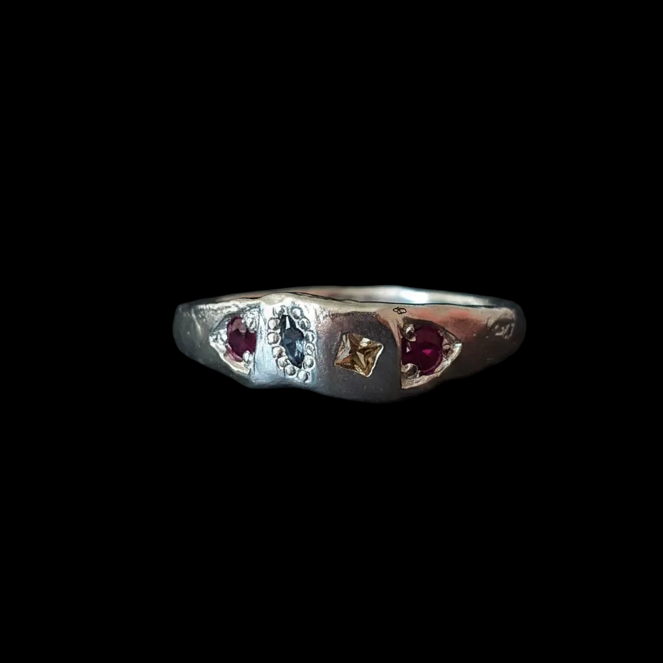 Dancer Silver Ring | Ruby, Yellow & Blue Sapphire 2103-3