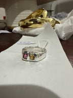Duet Silver Ring | Yellow Sapphire & Red Garnet 2274-8