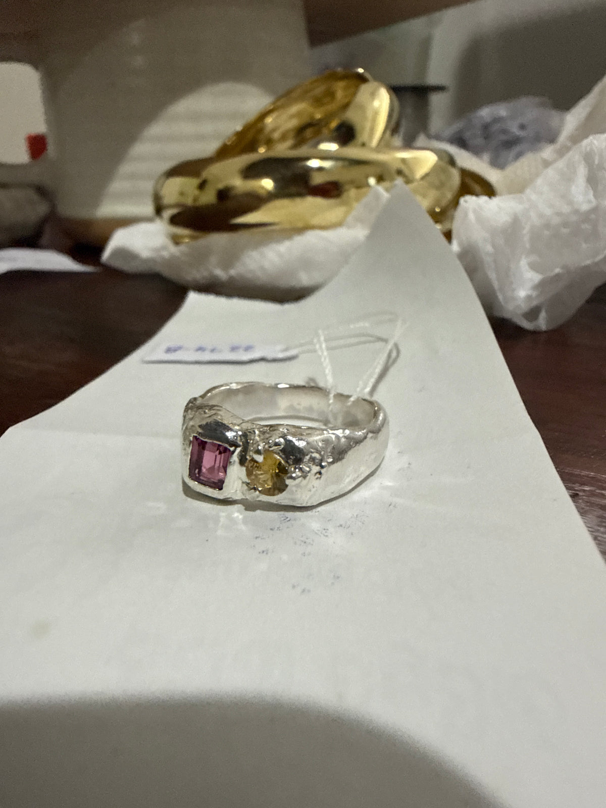 Duet Silver Ring | Yellow Sapphire & Red Garnet 2274-8