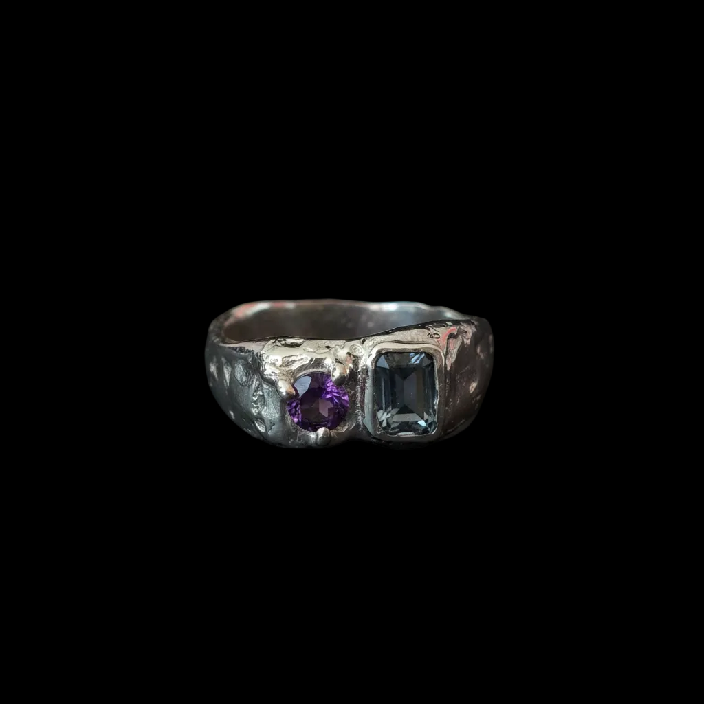 Duet Silver Ring | Amethyst & Blue Spinel 2222-4