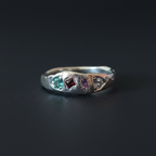 Dancer Silver Ring | Garnet, Emerald, Pink & Blue Sapphire 2103-4