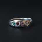 Dancer Silver Ring | Garnet, Emerald, Pink & Blue Sapphire 2103-4
