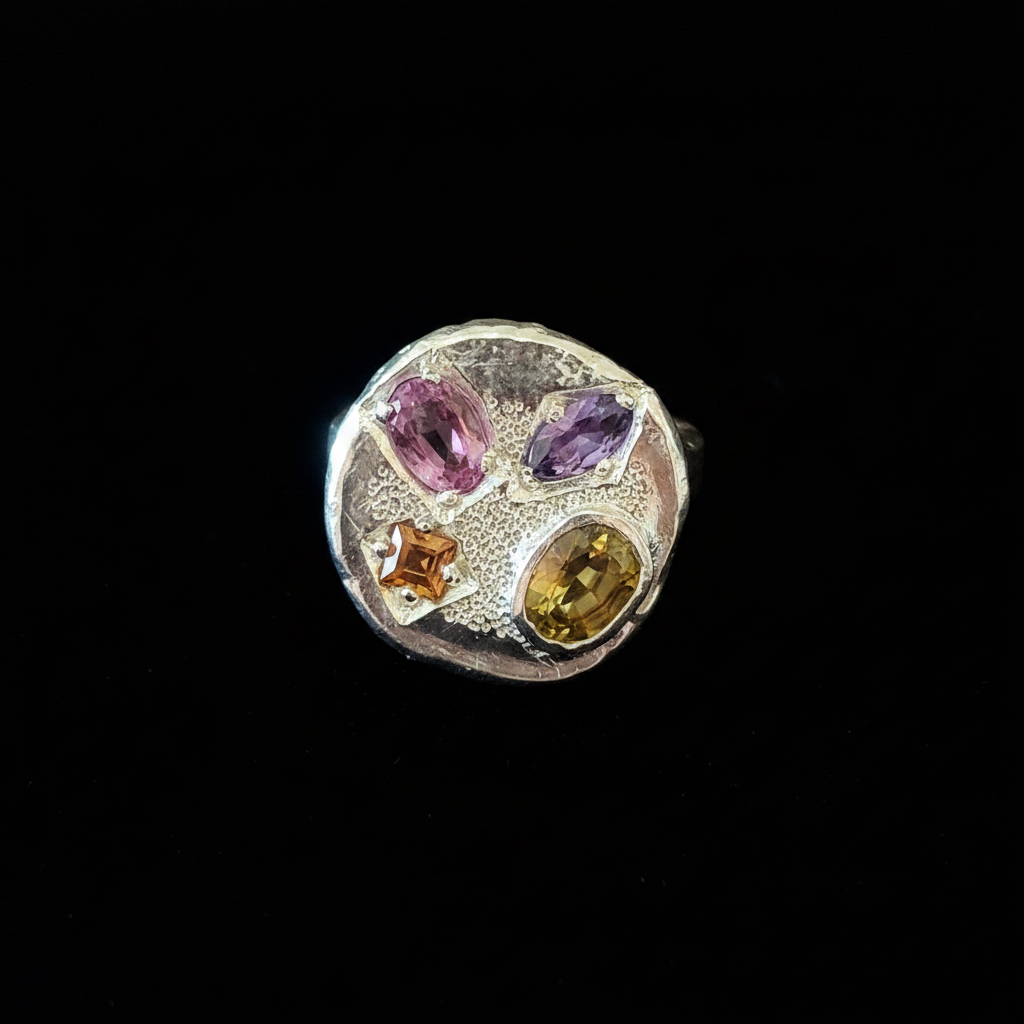 Palette Silver Ring | Zircon, Pink Tourmaline & Amethyst 1482-5